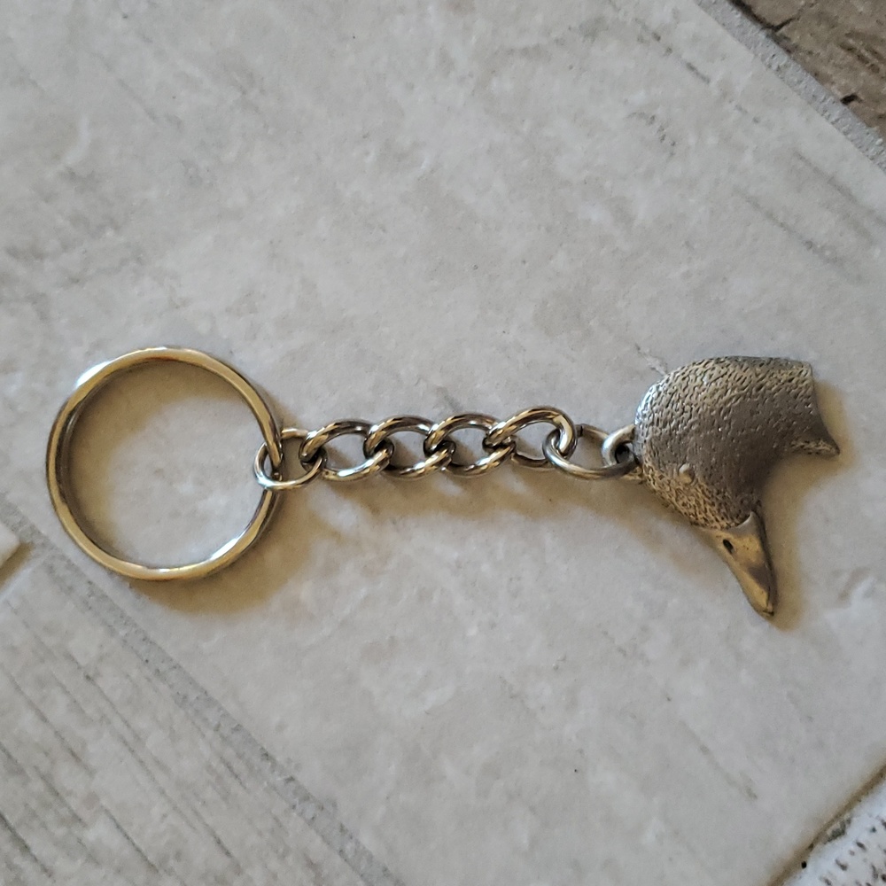 Silver Pewter Mallard Duck Keychain